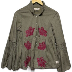 Odd Molly Embroidered Bell Sleeve Swiss Dot Top M NWOT
